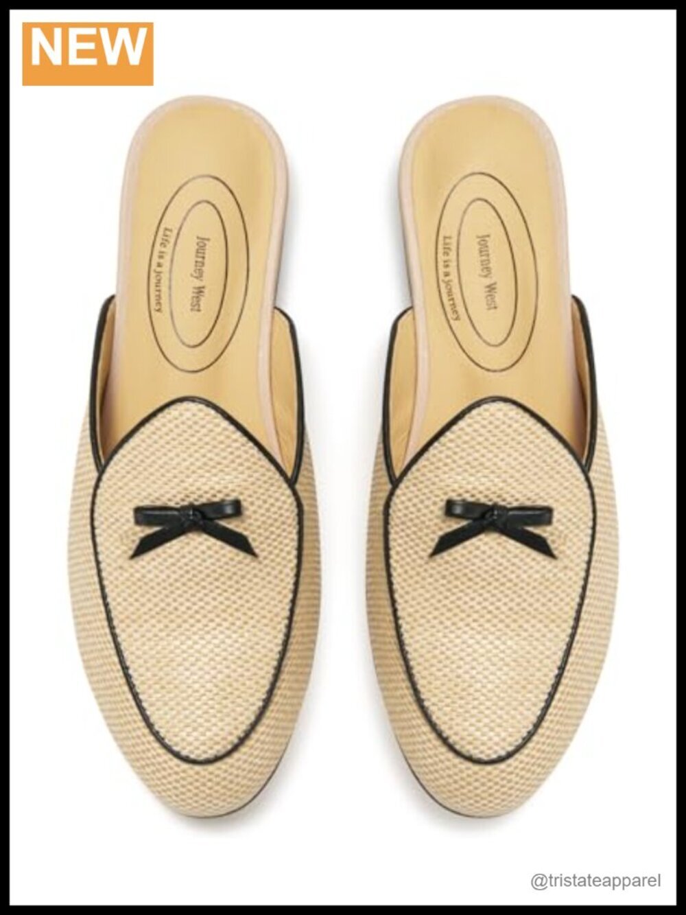 Raffia Bowtie Mules Flats Slip On Loafers Leather Lined Women's Shoes